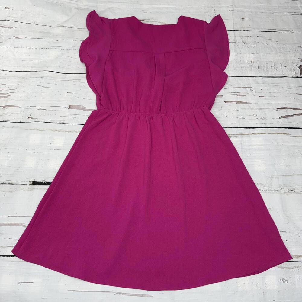 Monteau Ruched Drawstring Dress Fuchsia L Y2K Flowy Chic - Picture 2 of 9